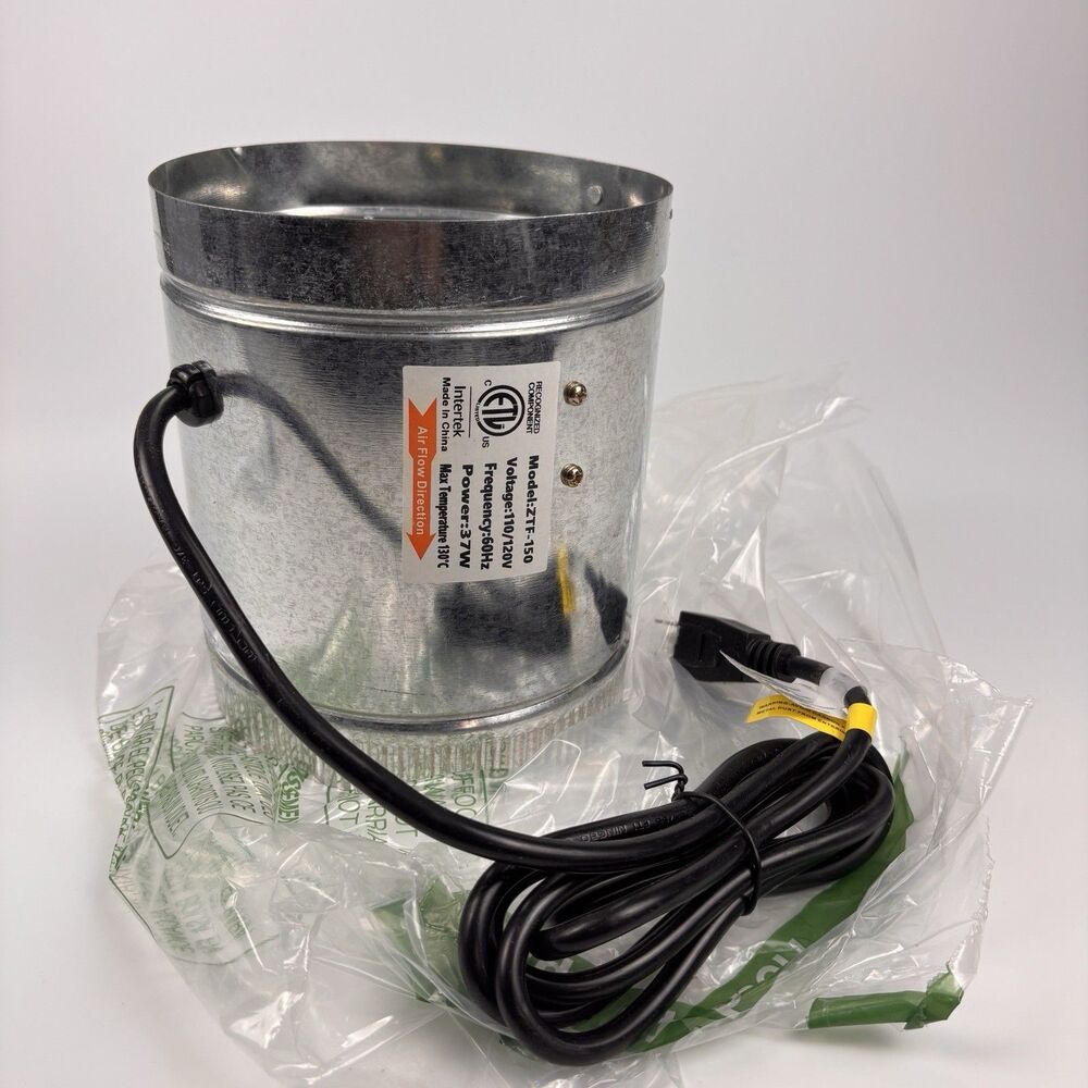 6" Inline Duct Booster Fan 110/120V 37W Metal Exhaust Vent Blower ZTF-150 ETL